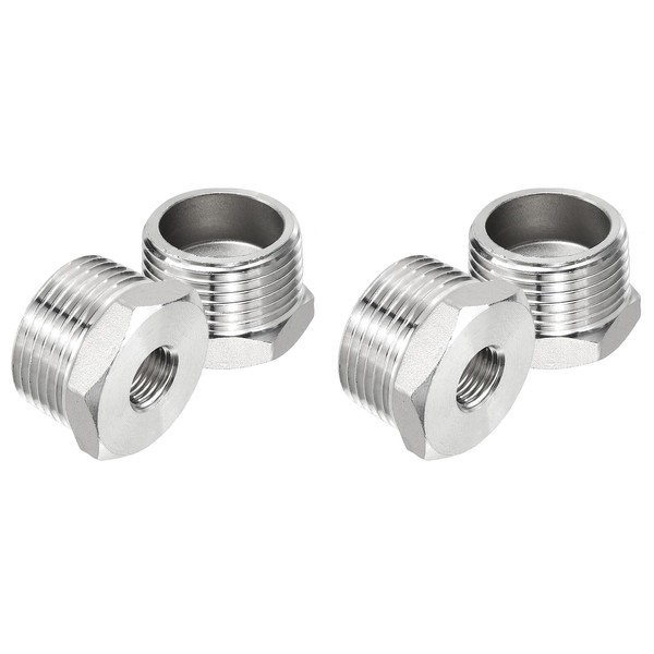 PATIKIL 304 Stainless Steel Reducer Hex Bushing 2 Pcs, 1"