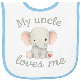 inktastic My Uncle Loves Me Cute Elephant Baby Terry Cloth Bib White and Light Blue 46d25