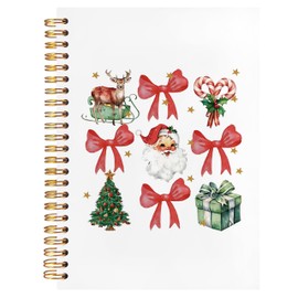 Christmas Notebook, Coquette Red and Green Bow Santa Gingerbread Christmas Journal, Christmas Office Gifts, Christmas Preppy Gifts for Women,Notebook Gifts for Christmas,Santa gifts for women,Hardcover Spiral Notebook 5.5x8.3