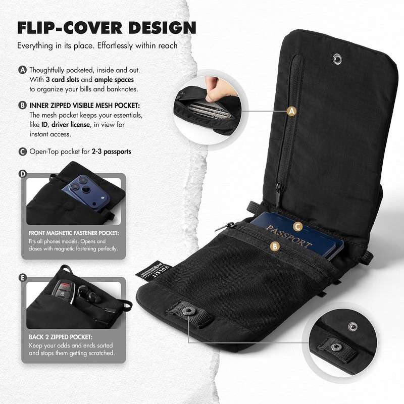 VULKIT City Pouch Bandolera de Viaje, Cartera de Viaje con