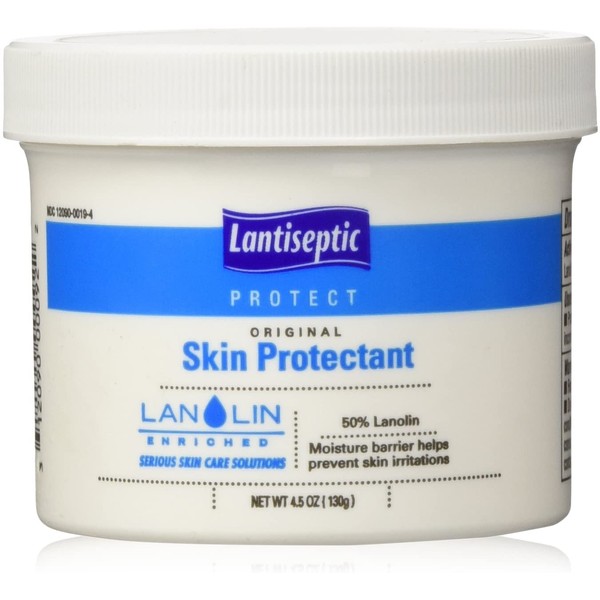 Lantiseptic Moisture Barrier Cream for Incontinence, 3 Pack - 50% Lanolin Enriched Skin Protectant Paste - Treats and Protects Dry, Irritated, Chaffed Skin - 4.5 oz. Jar - by DermaRite