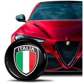 SkinoEu Compatible with Alfa Romeo Emblem Badge Bonnet/Boot 74 mm for Giulietta 940 MiTo 156 147 159 GT Brera Spider 939 Italy Italian Flag EA 21