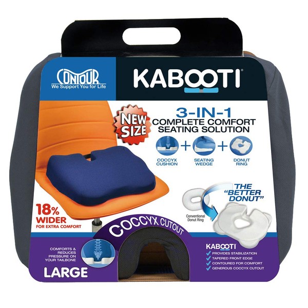 Kabooti Coccyx Seat Cushion, Extended Width (20 inches), Gray