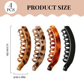 YEJAHY Pack of 4 Banana Clip Hair, Banana Clip, Hair Clips Women Large, Banana Hair Clips Ladies, Ponytail Holder for Women and Girls (A)