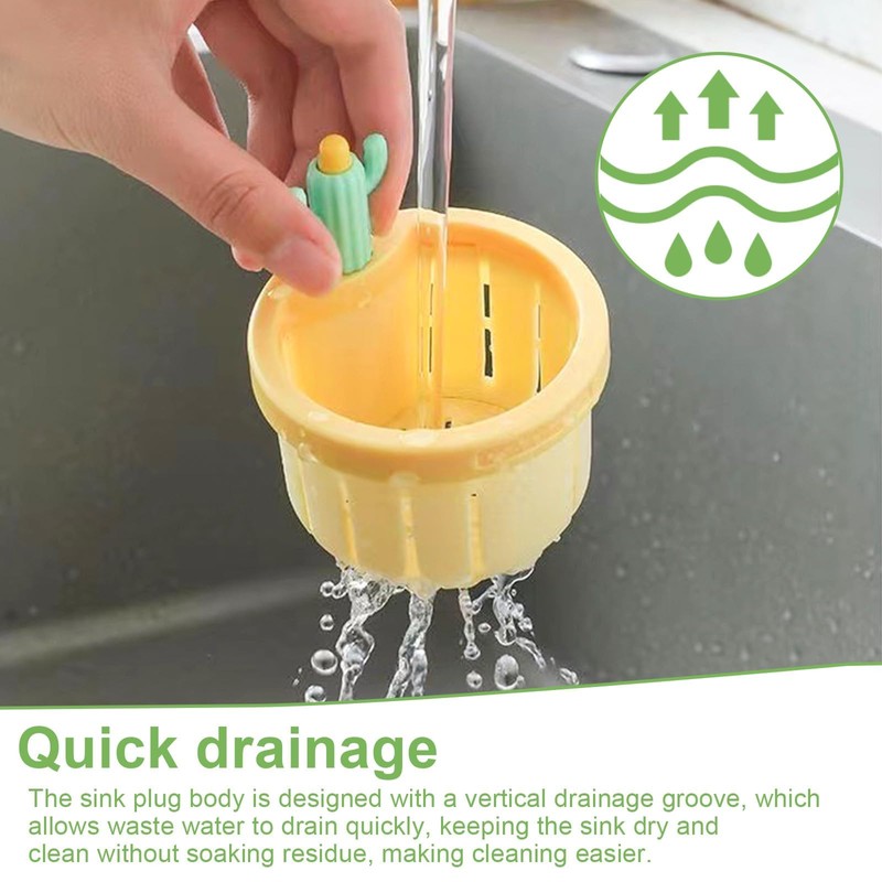 HJIAMA Sink Drain Basket with Button, Strainer Sink, Sweet and
