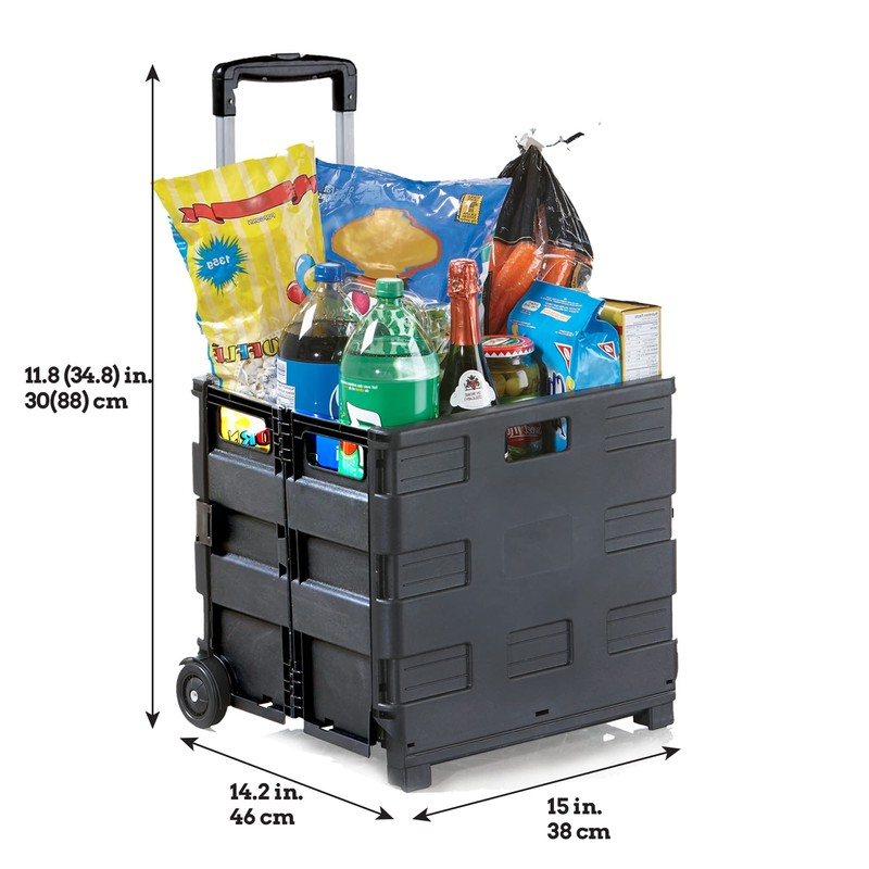 Inspired Living Ultra-Slim Rolling Collapsible Storage Pack-N-Roll Utility-carts, with Telescopic