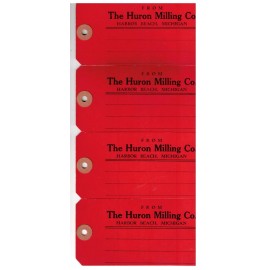 Huron Milling (4) Huron Milling Co. Large Red Product Tags * Harbor Beach, Michigan