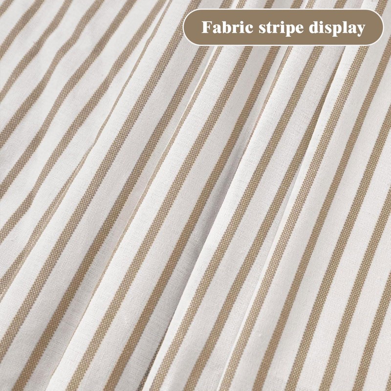 XOGUIBO Farmhouse Shower Curtain Linen Beige Button Woven Fabric Country