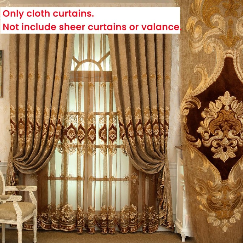 Amidoudou 1 Pair European Luxury Embroidered Curtains for Living Room