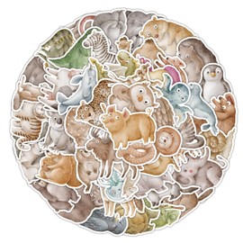 Watercolor Animals Stickers 50 Pack Laptop Stickers,Vinyl Waterproof Stickers for Water Bottles Skateboard Scrapbook Bike Computer,Phone,-Graffiti Stickers Pack for Teens Girls Kids Adults(Jungle Animals)