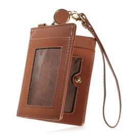 BLUE SINCERE Pass Case with Reel, Genuine Leather, Women's, Large Capacity, Holds 7 Cards, Commuter Holder, Employee ID Holder, Bi-Fold, Hidden Interior, License Holder, Card Case, Premium Leather