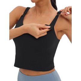 Gowjog Maternity Nursing Bra Nursing Top Women's Nursing Sports Bra U-Back Tank Top Yoga Workout Fitness Running Bra for Time During and After Pregnancy, black