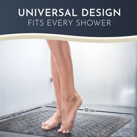 Homerella Shower Mat Skin-Sensitive 53 x 53 cm Includes Hanging Brackets Non Slip Shower Mats for Inside Shower BPA-Free Latex-Free Shower Mat Non Slip Anti Mould and Machine Washable