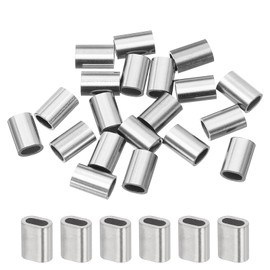 uxcell 1/16"(1.5mm) Wire Rope Stop Sleeve, 304 Stainless Steel Cable Wire Rope Crimping Loops Sleeve Ferrules for Cable Ferrule, Silver 20Pcs