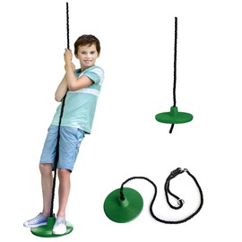 Squirrel Products Heavy Duty Plastic Tree Swing - Disc Rope Swing with Leg Protectors - Additions & Replacements - Outdoor Play Equipment - Green