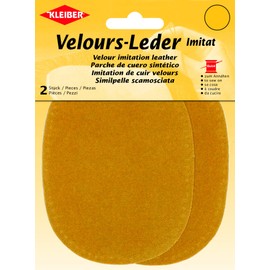 Kleiber Imitation Suede Leather Sew on Knee/Elbow Patches – Oval-12.5cm x 10cm-Citrus Yellow