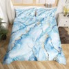 White Blue Marble Comforter Cover Gold Glitter Stone Texture Painted