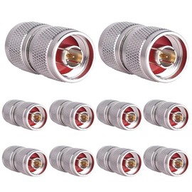 XRDS - Conectores macho RF N, 10 unidades, conector macho tipo N de 50 ohmios, compatible con dispositivos N hembra, ideal para antenas WiFi, radio de jamón, cable coaxial y comunicación inalámbrica