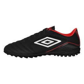 Umbro Boy's Classico 12 TF Jr. Soccer Turf Shoe, Black/White/Red, 2 Little Kid