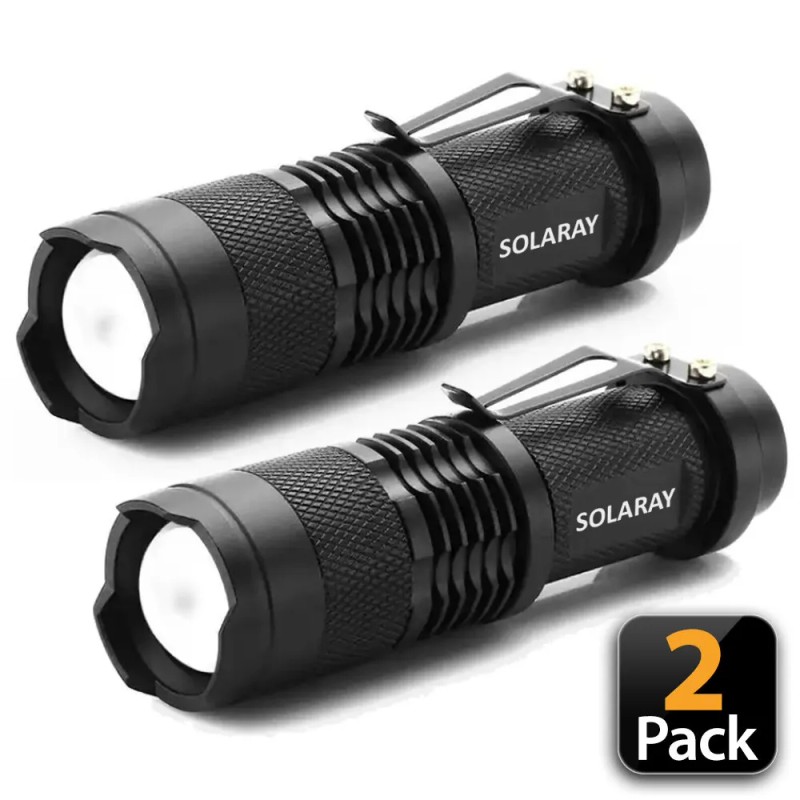 Solaray 2-Pack Tactical LED Flashlight Military Grade Small Ultra Bright