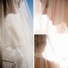 White Wedding Veil,2 Tier Ribbon Edge Center Cascade Bridal Veil