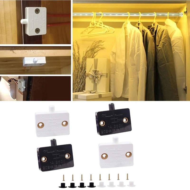 Fenteer 4Pcs Cabinet Door Switch Closet Light Lamp Switch for