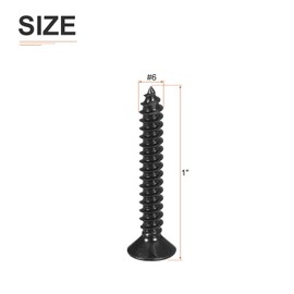 DTGN 100Pcs #6x1 Flat Head Wood Screws, 304 Stainless Steel Phillips Self Tapping Screws - Good for Woodworking, Furniture - Black