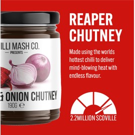 Carolina Reaper & Onion Chutney | Chilli Mash Company | Spicy Condiment for Cheese, Sandwiches or Ploughman's Lunch | Vegan and Vegetarian Friendly 190g.