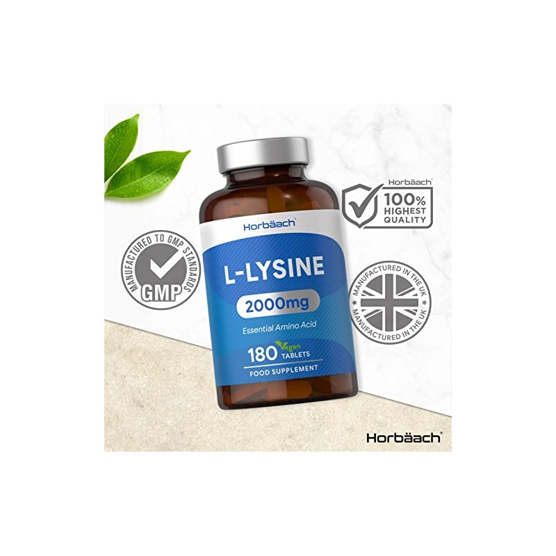L-Lysine 2000mg | 180 Tablets | Cold Sore Treatment, Essential