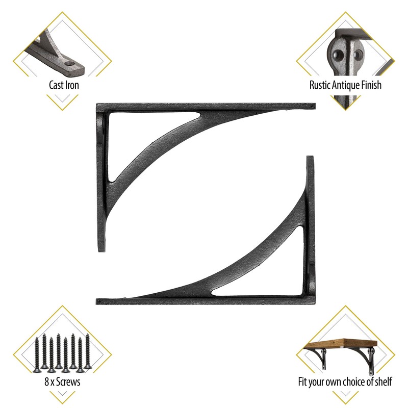 EDUWURXS Cast Iron Ironbridge Shelving Brackets Pack of 2 5.5x7