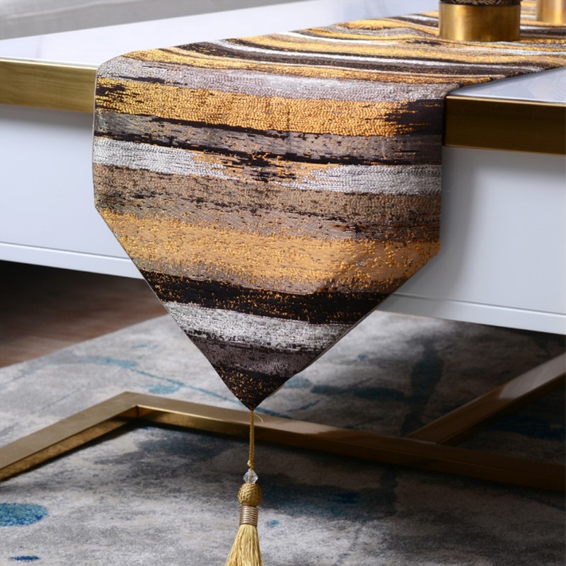 Classic European Style Table Runner Home Tablecover Decorative with Tassels