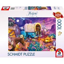 Schmidt Spiele 58576 Jeff Haynie Romantic Wild West Camping, 1000 Pieces, Puzzle, Multi-Coloured