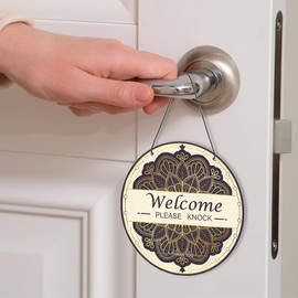 In Session Door Sign for Therapists Wooden Please Do Not Disturb Sign for Office Therapy Clinic Double Sided Please Knock Hanging Plaque for Treatment 6" (1 pack)