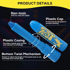 MeiduGaga Neon Face Paint Sticks, Glow Face Body Paint, Glow In The Dark Under UV Black Light for Party Cosplay Halloween(6 Neon Color)