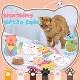 Moinchore 48 Pcs Cat Coloring Craft Color Your Own Paper Cat Paper Crafts Cute Kitten Drawing DIY Arts Birthday Holiday Valentine's Day Easter Gift for Adult Painting Activities Favors Decorations