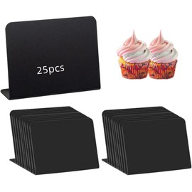 Naisfei 25 Pack Mini Chalkboard Signs,Chalkboard Signs for Food,Multifunctional Table Signs for Weddings Birthday Parties Message Board Signs Bakery Retail(10 * 7.5cm)