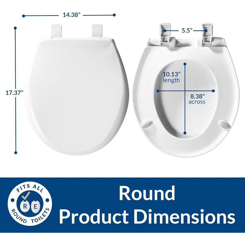 Mayfair Aurora Slow Close Toilet Seat, Easy Clean Hinges and