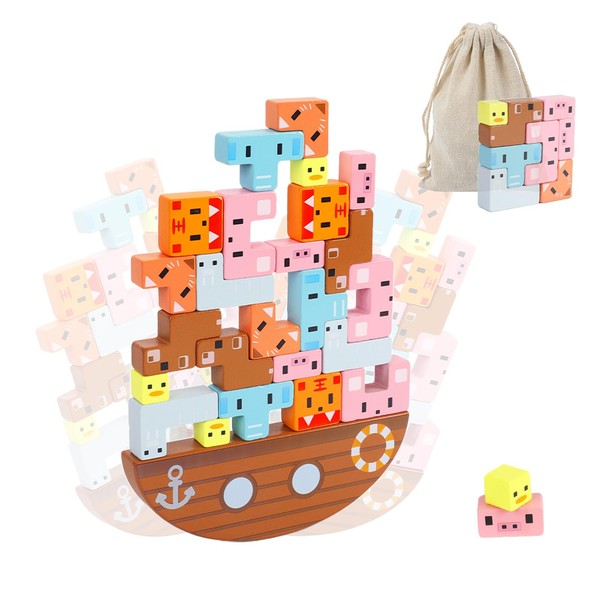 Vokiuler Balance Game, Wooden Building Blocks, Balance Boat, Toys, Educational