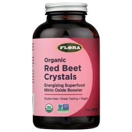 Flora Flora - Organic Red Beet Crystals, Energizing Superfood, Nitric Oxide Booster, Vegan, Equals 5.5 lbs. of Red Beets, Pressed from Fresh Harvested Organic Beets, 7-oz. Powder