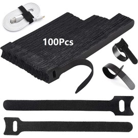Rhimooay Pack of 100 Cable Ties Resealable in 3 Different Lengths 200 mm/150 m/120 mm, Reusable Velcro Cable Ties, Velcro Cable Ties, Velcro Cable Ties