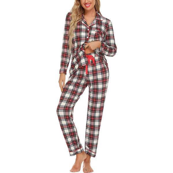 Pjmlifecoco Pajamas Set Long Sleeve Womens Button Down Sleepwear Two