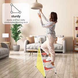 LUISLADDERS Step Ladder 4 Step Folding Step Stool Heavy Duty Kitchen Step Ladder Sturdy with Handrails, Anti-Slip and Wide Pedal Lightweight Portable for Adults Home 350 lbs