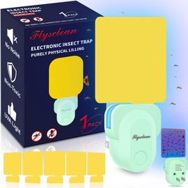 Pestvanish Flying Insect Trap Plug-in, Indoor Mosquito & Gnat Killer, Safe Non-Toxic UV Light Fly Catcher, Night Light Bug Trap with Sticky Pad for Flies, Gnats, Moths (1 Pack, Light Cyan)