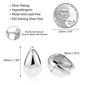 Small Chunky Hoop Earrings for Women, 925 Sterling Silver Chunky Thick Hoop Earring, Lightweight Wide Thick Oval Hoop Earrings Small Cartilage Huggie Hoop Earrings Silver Chunky Earrings for