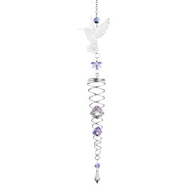 Hanging Crystal Sun Catcher, Hummingbird Spiral Crystal Decorative, Sun Catcher Wind Spinner, Hanging Crystals for Decoration, Birthday Gift (Purple)