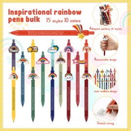 30 Set Back to School Gifts Bulk Rainbow Pens with Inspirational Quote Cards Rainbow Ink Ballpoint Pens Thank You Gifts for Students Teachers First Day of School Employee Office Team Supplies