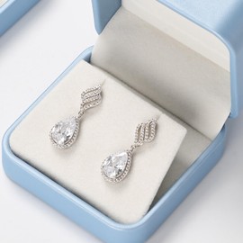 Oirlv PU Leather Blue Earring Box Jewellery Box Valentine's Day Birthday Gift Box Earring Gift Box Jewellery Earring Display Stand