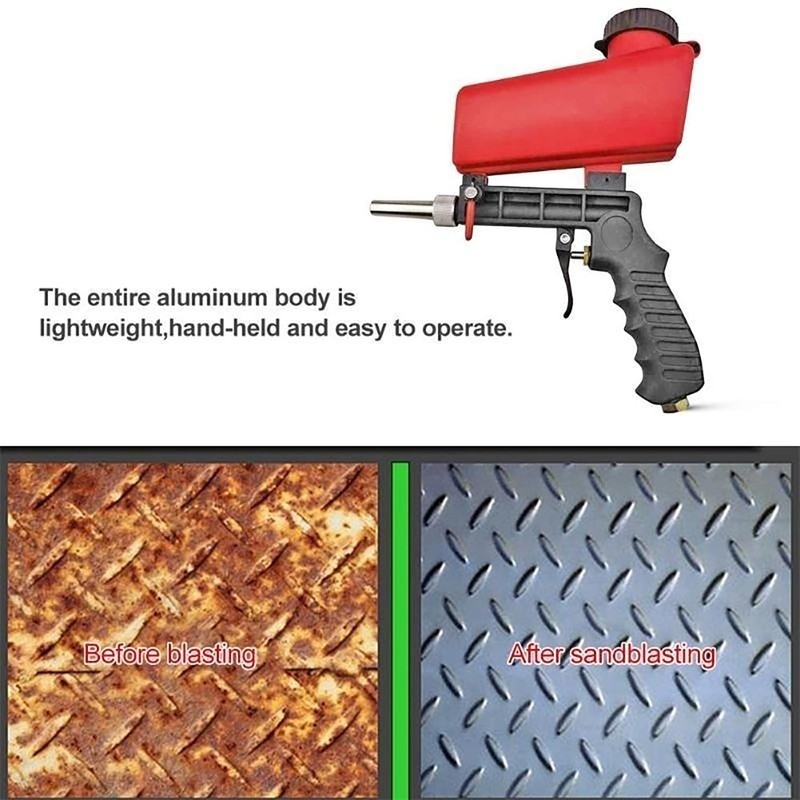 90psi Gravity Feed Sand Blaster Gun Kit - Hand Held