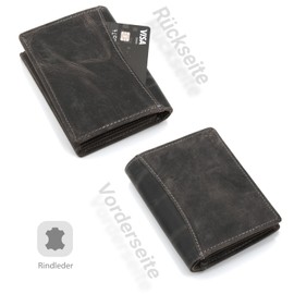 ekavale Men's Leather Wallet with RFID Protection - Practical Portrait Format Wallet - Wallet for Men Made of Genuine Buffalo Leather - Wallet, gray, Retro