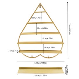 CRYBY 5-Tier Nail Polish Display Rack, 6Pcs Wall-Mounted Nail Polish Storage Rack Wall Nail Polish Organizer with 3 Horizontal Bars, Nail Polish Holder Shelf Nail Polish Display Stand Makeup Organizer